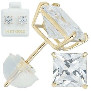 4 CTW 14K Gold Earrings Diamond Silicone backs